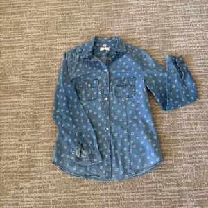 LOFT Softened Button Down Jean Top